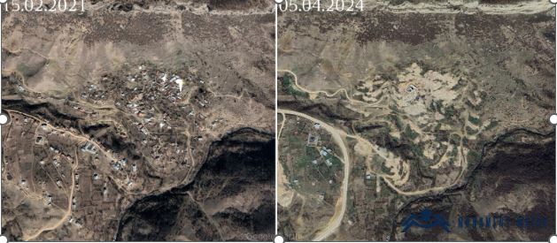 Satellite photos showing destruction of Karin Tak village