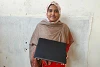 Rabia with her laptop
