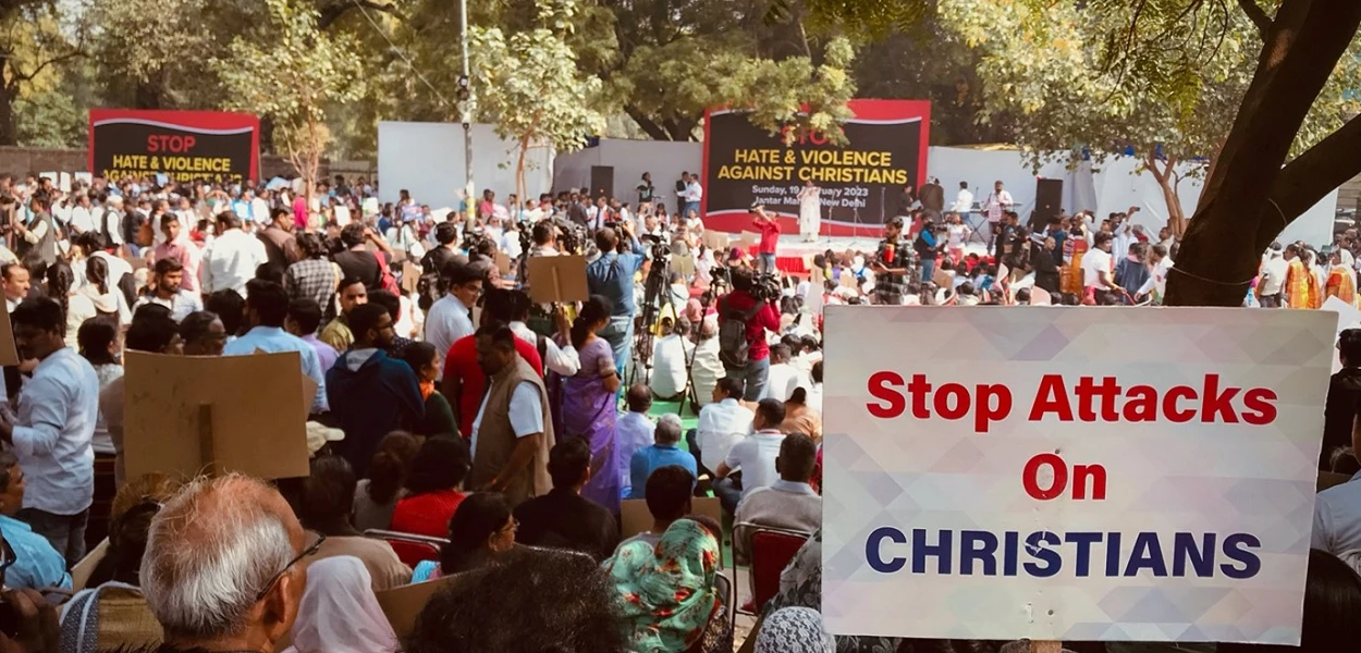 Around 22,000 Christians protested against persecution in Delhi on February 19, 2023. csi