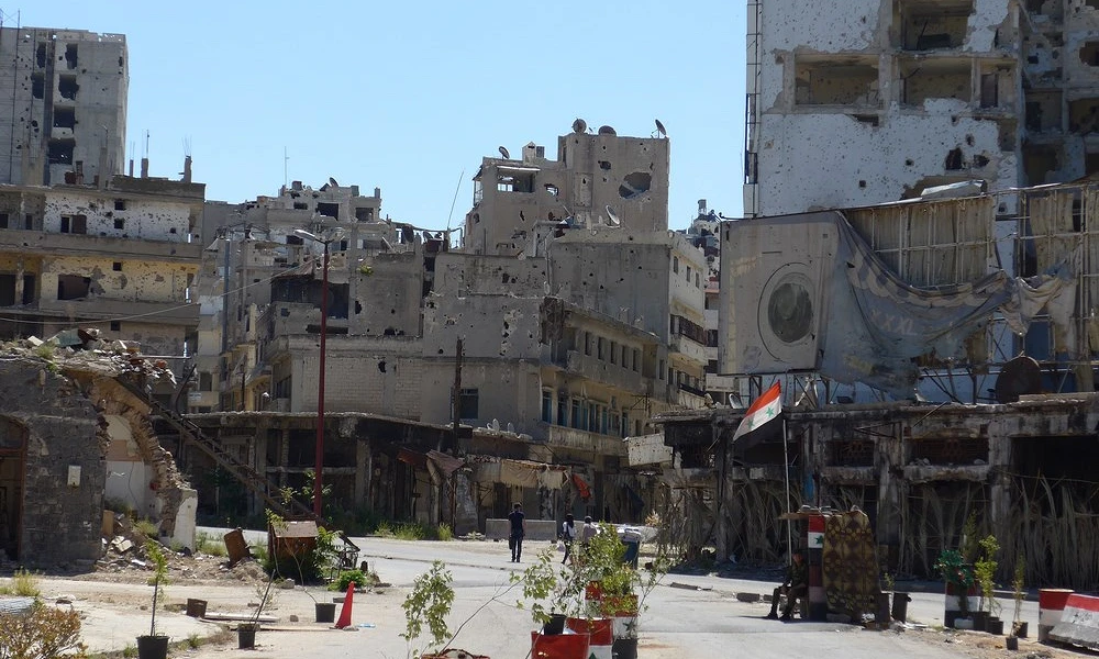Scenes of destruction in Homs. csi
