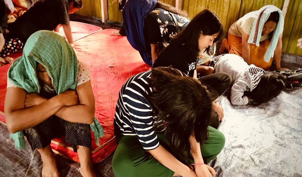 Christian women living in a displaced persons camp in Manipur, India. The northeastern state has seen an outbreak of anti-Christian violence since May, killing hundreds and driving tens of thousands from their homes.