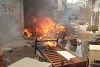 Fire engulfs furniture set alight during the attacks. csi