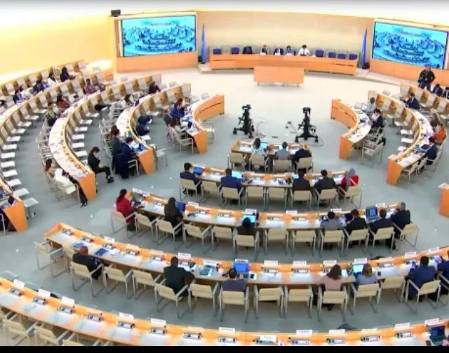 The auditorium at the UN Human Rights Council 55th session